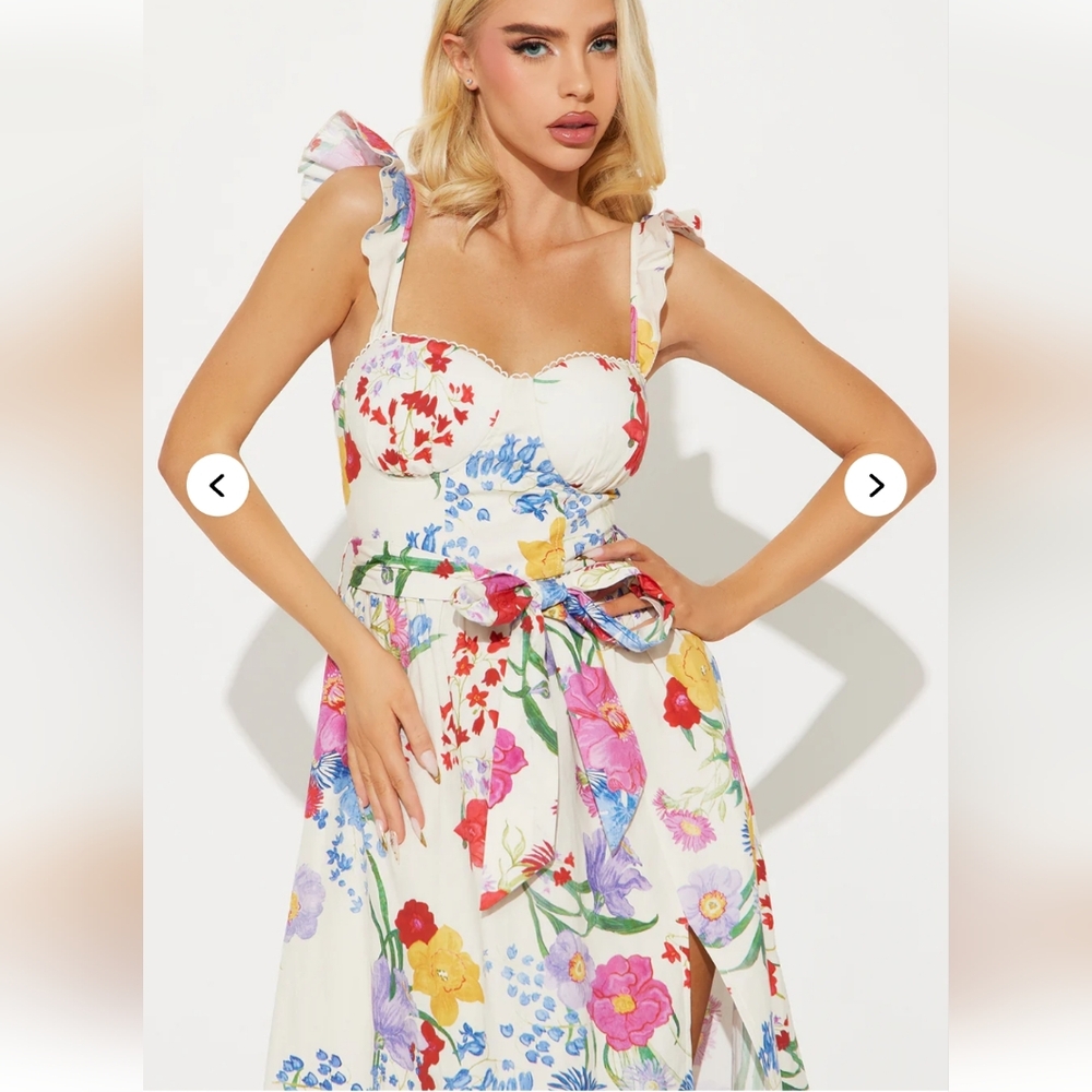 NWT Sexy Floral Maxi Dress with Ruffle Straps Size XL - Picture 2 of 3